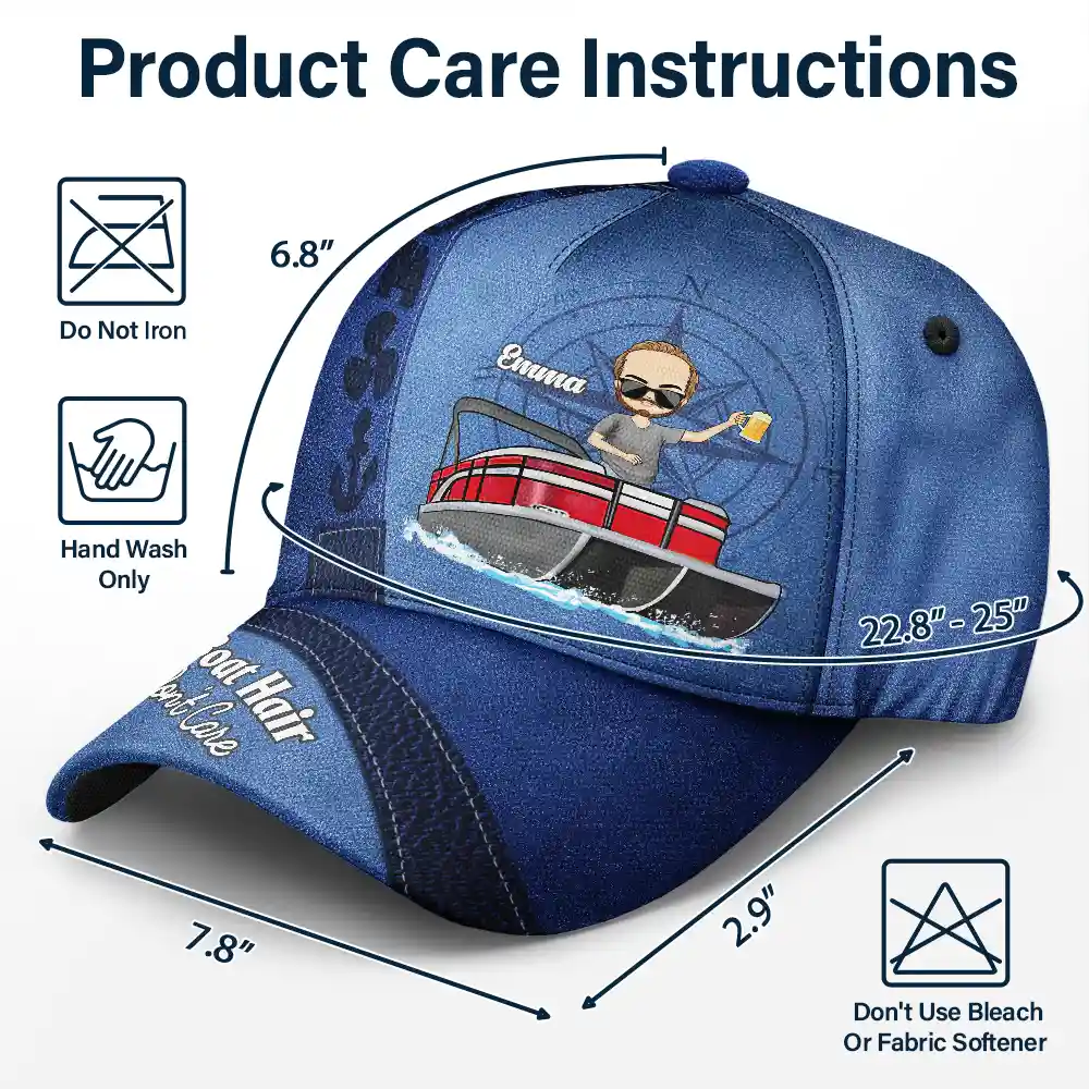 Pontoon Boat Hair Don't Care - Personalized Classic Cap - Image 7
