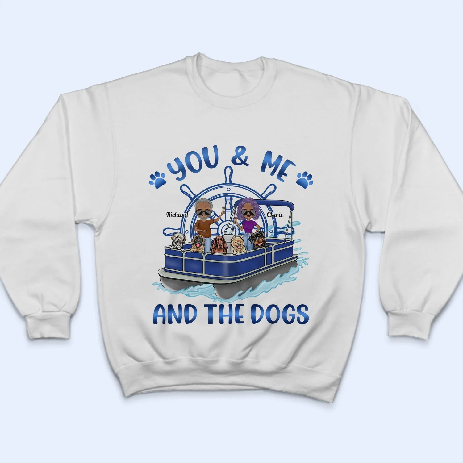 Pontoon Boat You & Me And The Dogs - Gift For Couples, Husband, Wife, Dog Lovers, Pontooning Lovers, Lake Lovers, Travelers - Personalized T Shirt - Image 5