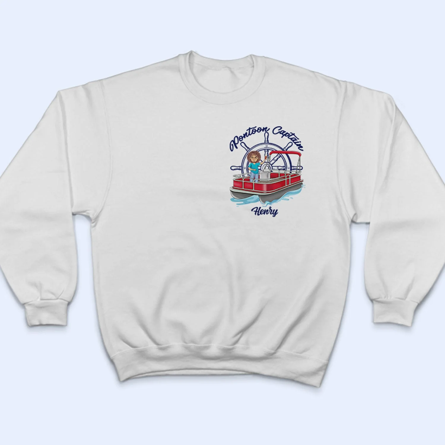 Pontoon Captain Boat Wheel - Gift For Pontoon Owners - Personalized Custom T Shirt - Image 5