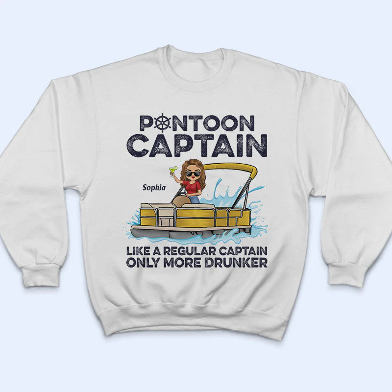 Pontoon Captain Like A Regular Captain Only More Drunker - Personalized Custom T Shirt - Image 5