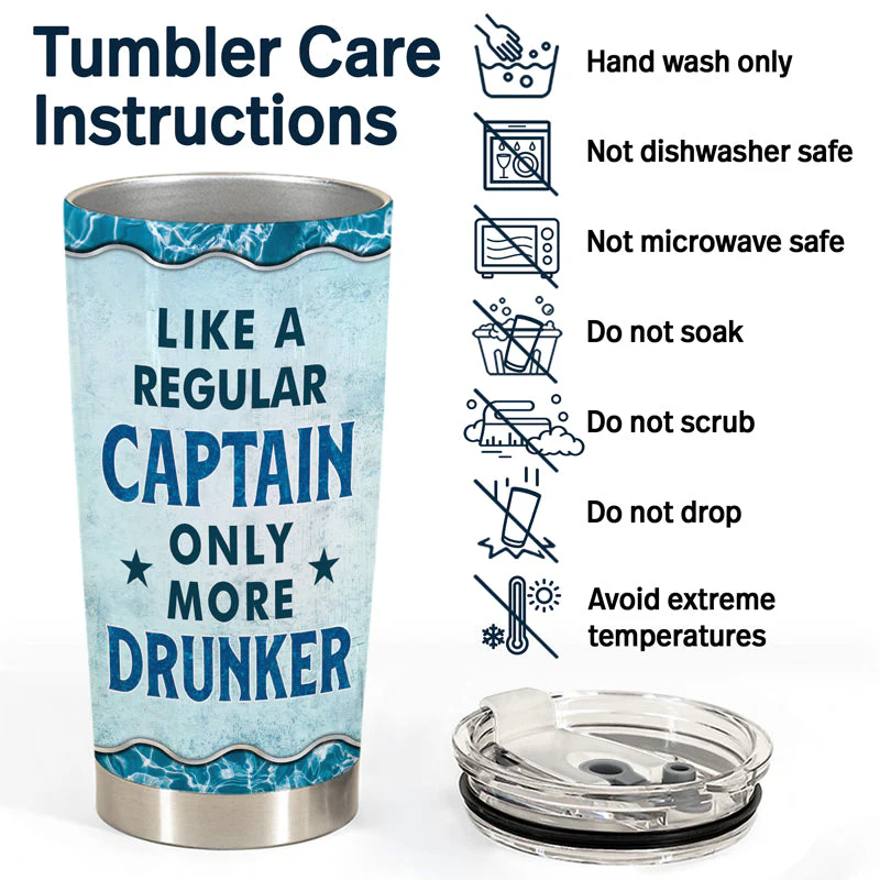 Pontoon Captain Like A Regular Captain Only More Drunker - Personalized Custom Tumbler - Image 5