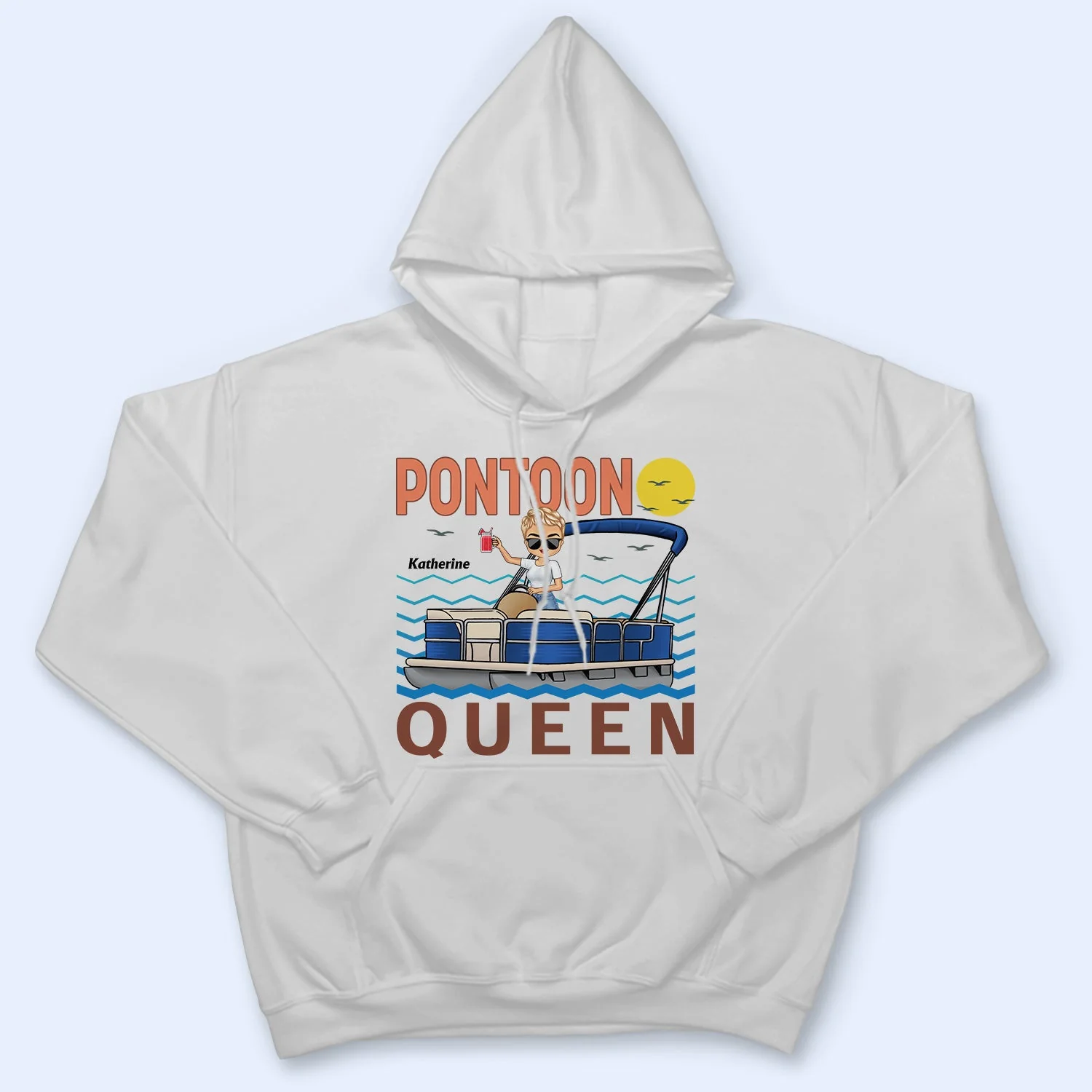 Pontoon Captain Pontoon Queen - Birthday, Anniversary, Travel, Vacation Gift For Woman, Man - Personalized T Shirt - Image 4