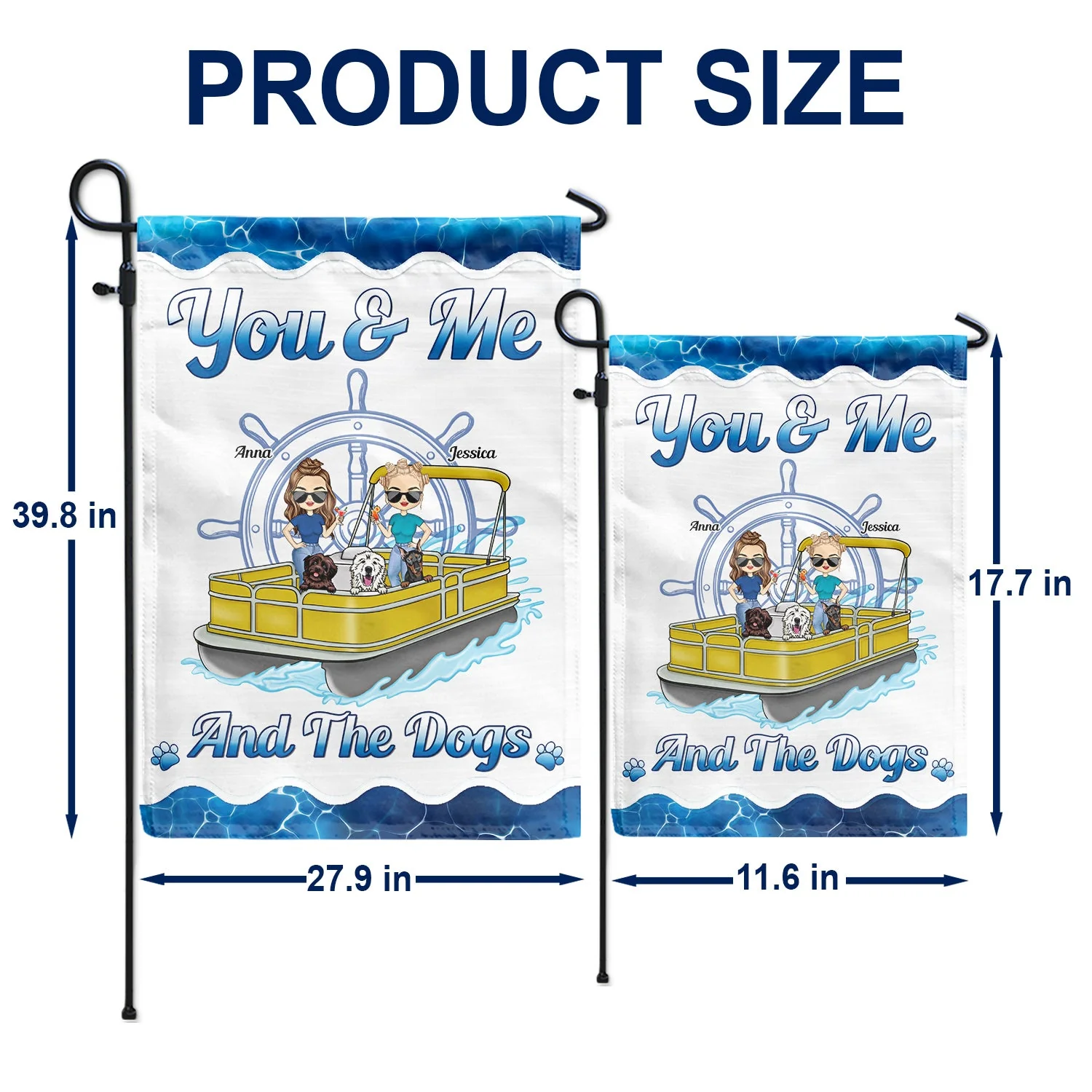 Pontoon Couple You & Me And The Dogs - Home Decor, Backyard Decor, Lake House Decor, Gift For Husband, Wife, Dog Lovers - Personalized Flag - Image 5