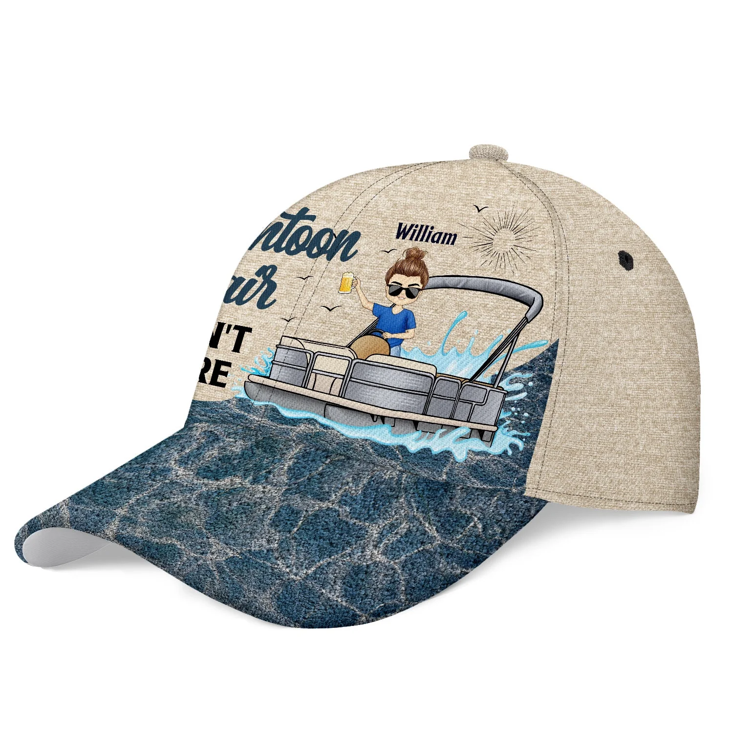 Pontoon Hair Don't Care - Gift For Pontoon Lovers, Boating Lovers - Personalized Classic Cap - Image 2