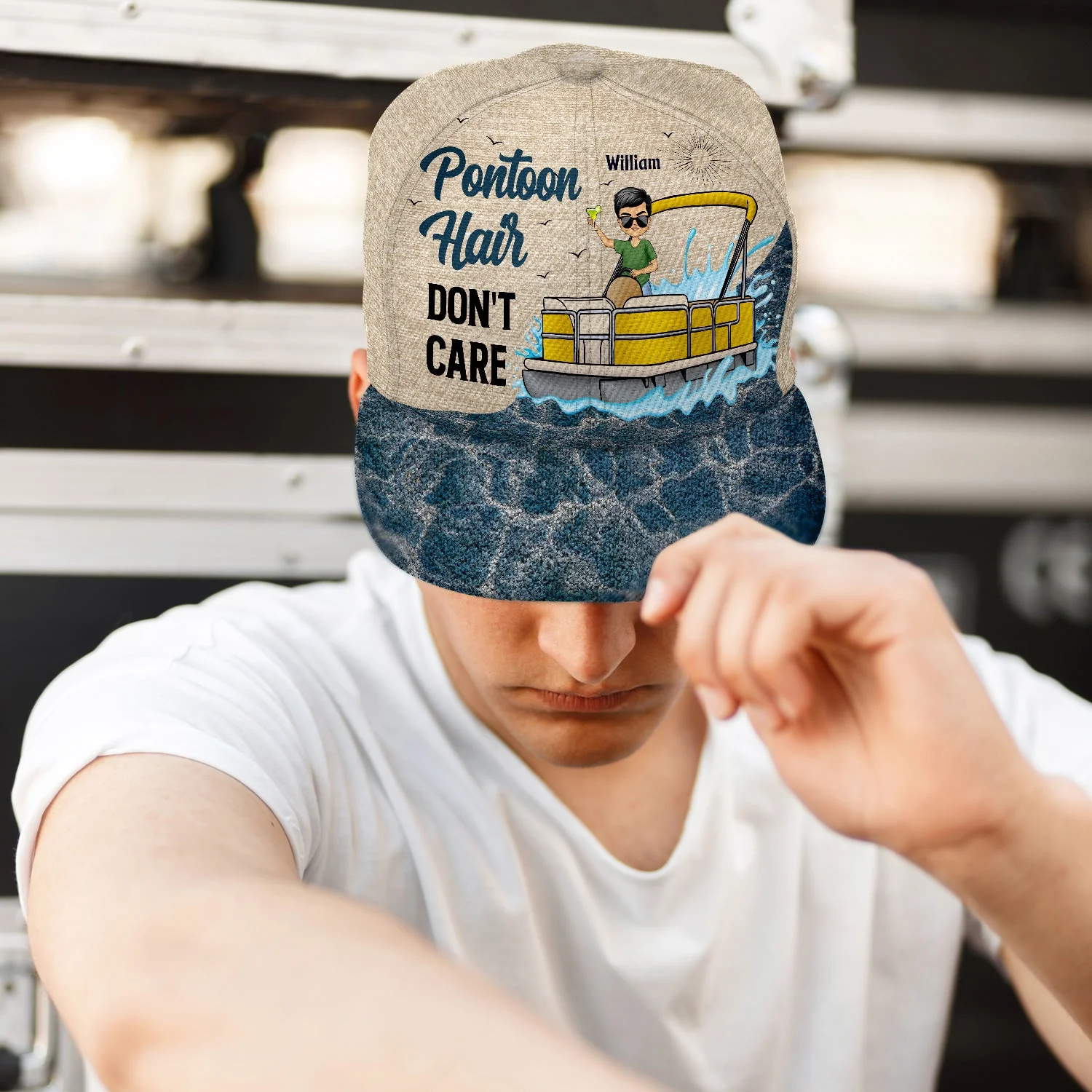 Pontoon Hair Don't Care - Gift For Pontoon Lovers, Boating Lovers - Personalized Classic Cap - Image 4