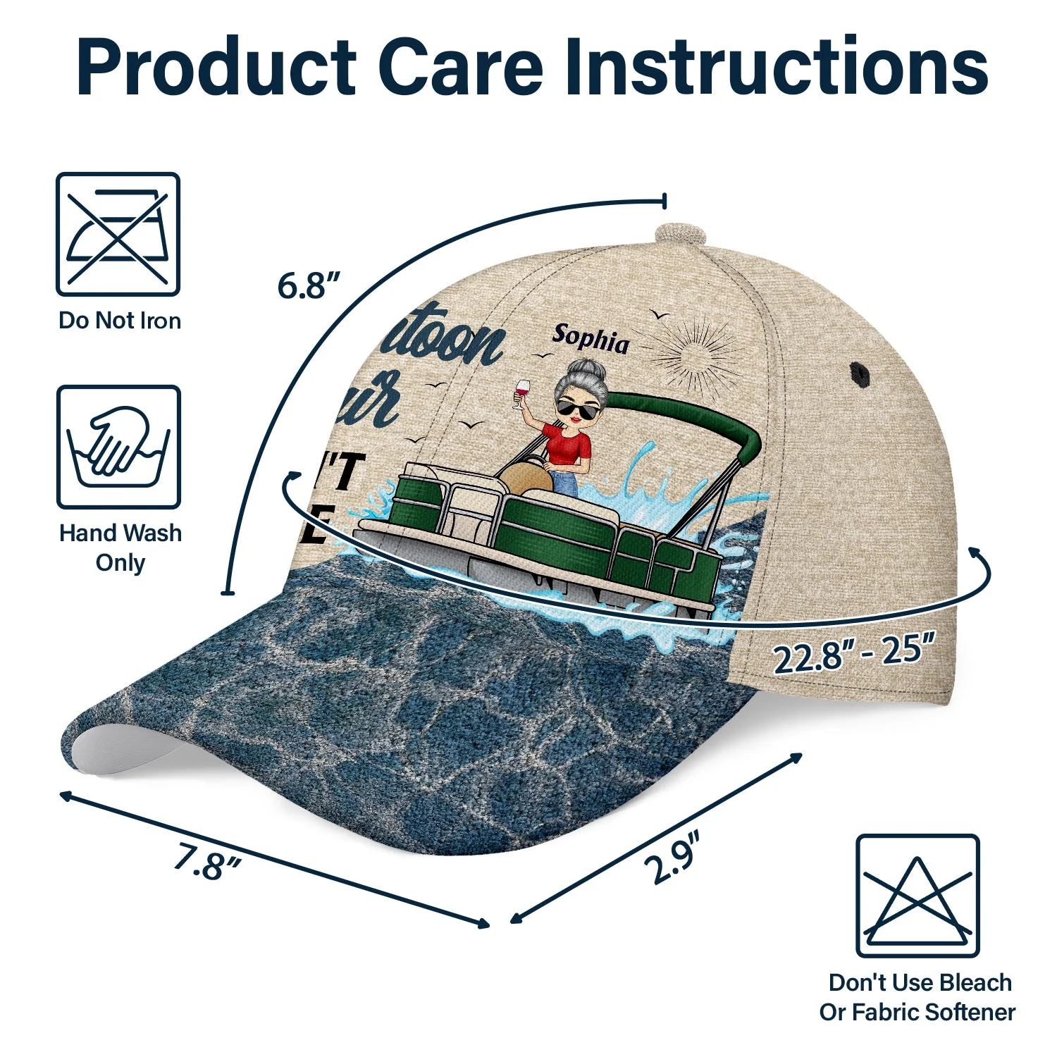 Pontoon Hair Don't Care - Gift For Pontoon Lovers, Boating Lovers - Personalized Classic Cap - Image 6