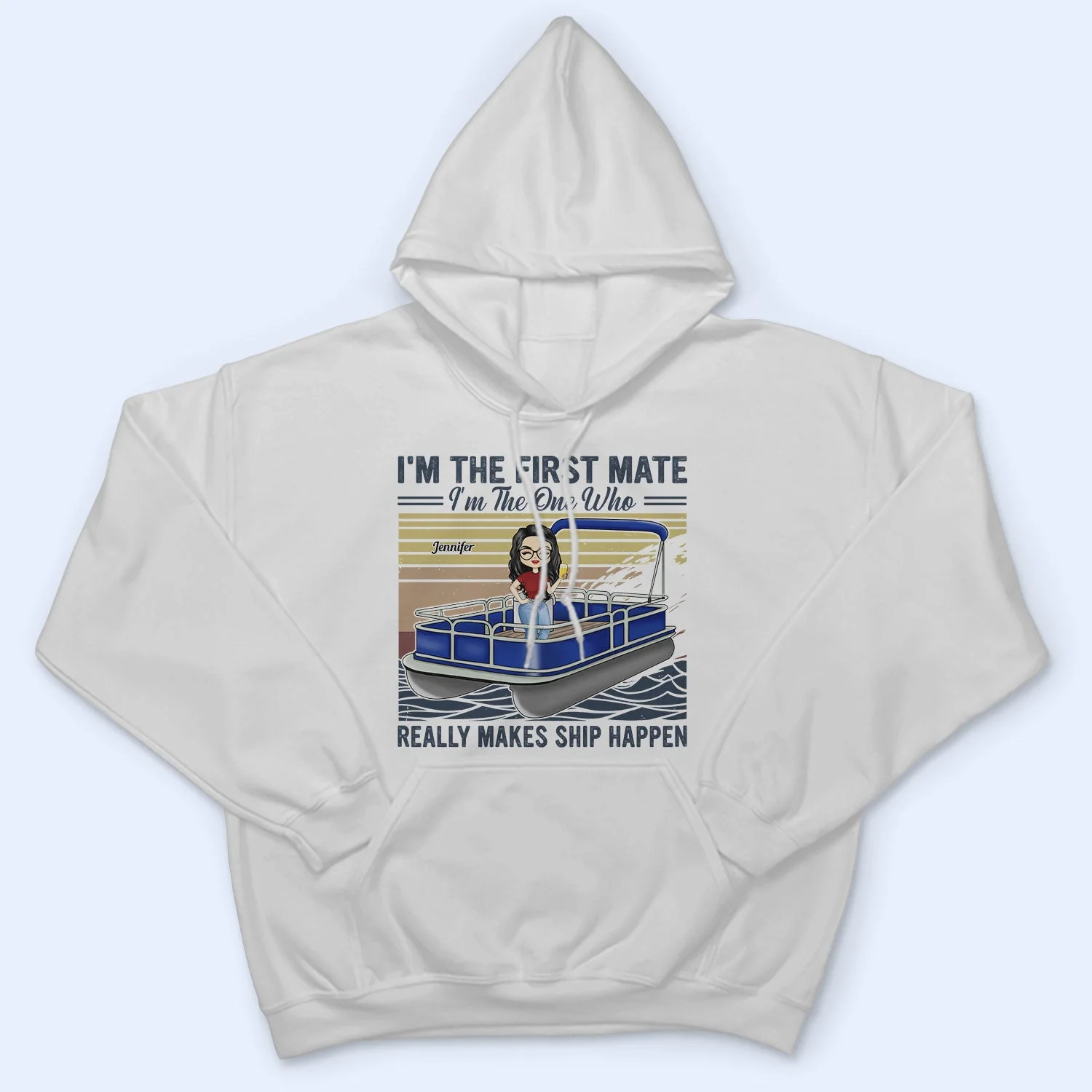 Pontoon I'm The Captain I'm The First Mate - Gift For Couples, Husband, Wife, Lake Lovers, Pontooning Lovers, Travelers - Personalized Custom T Shirt - Image 4
