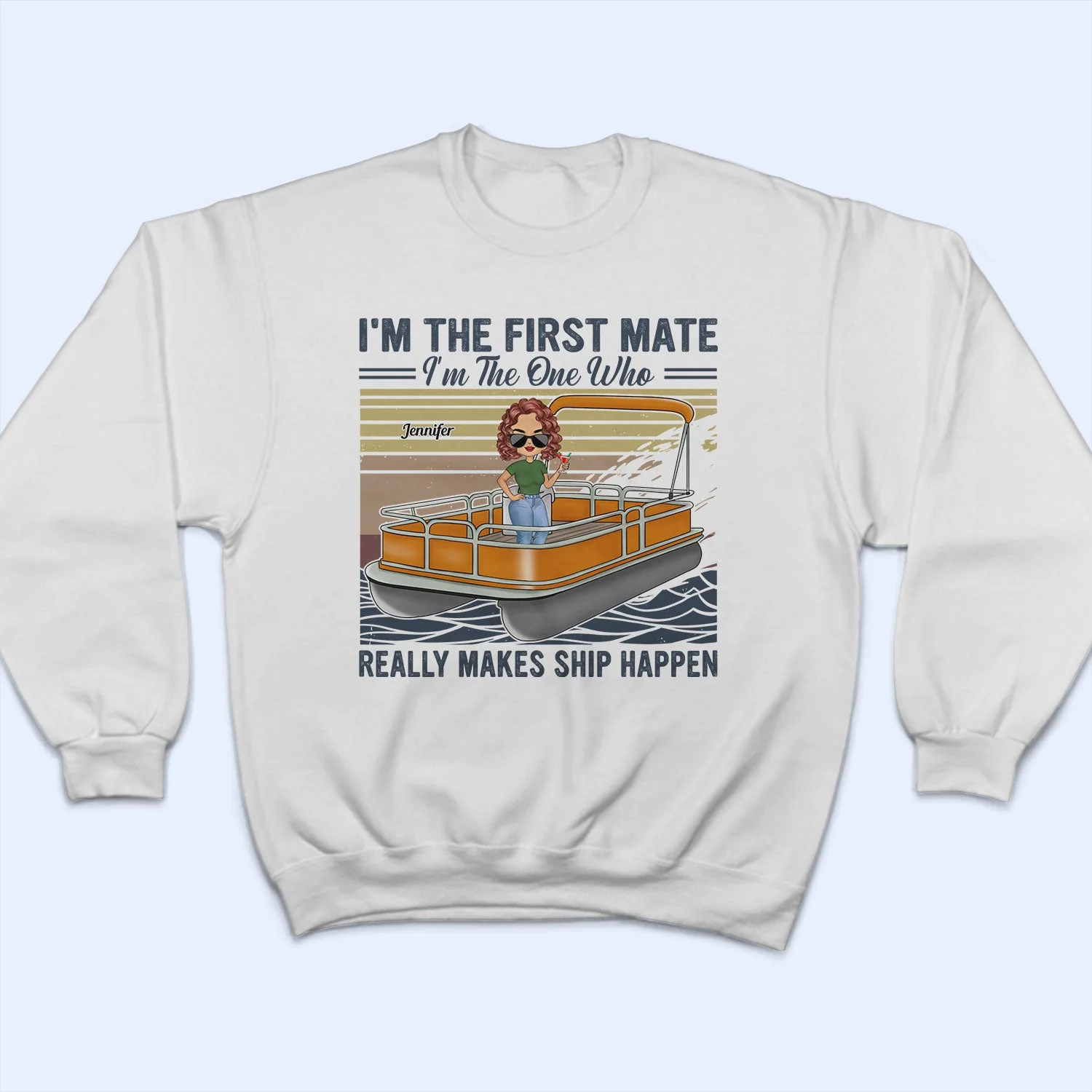 Pontoon I'm The Captain I'm The First Mate - Gift For Couples, Husband, Wife, Lake Lovers, Pontooning Lovers, Travelers - Personalized Custom T Shirt - Image 5