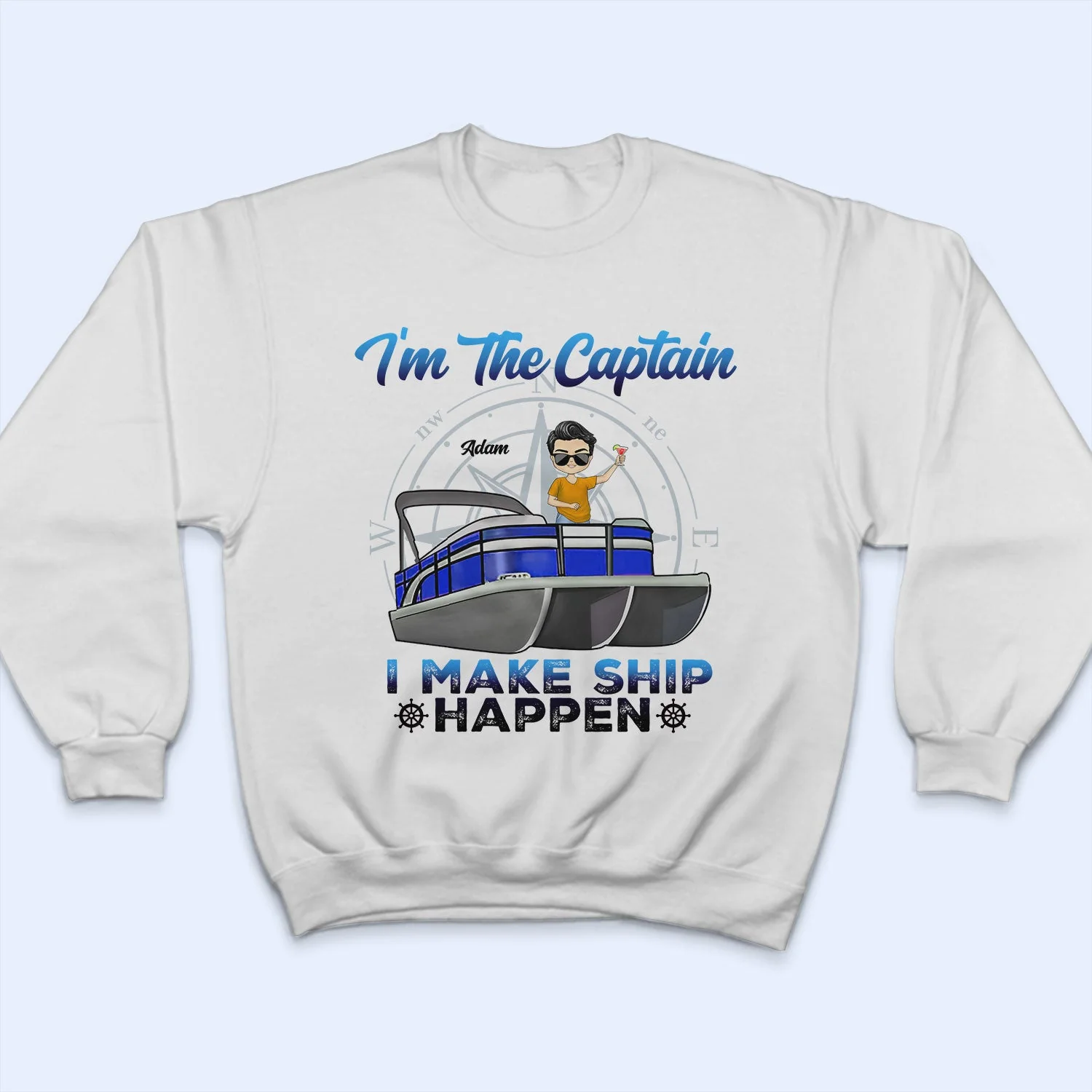 Pontoon I'm The Captain I'm The First Mate - Gift For Couples, Husband, Wife, Pontooning Lovers, Lake Lovers, Travelers - Personalized Custom T Shirt - Image 5