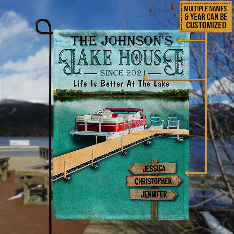 Pontoon Lake House Life Is Better Custom Flag - Image 3