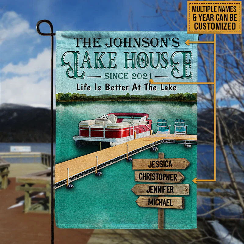 Pontoon Lake House Life Is Better Custom Flag - Image 4