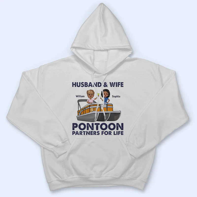 Pontoon Partners For Life - Pontoon Captain Pontoon Queen- Personalized Custom T Shirt - Image 4