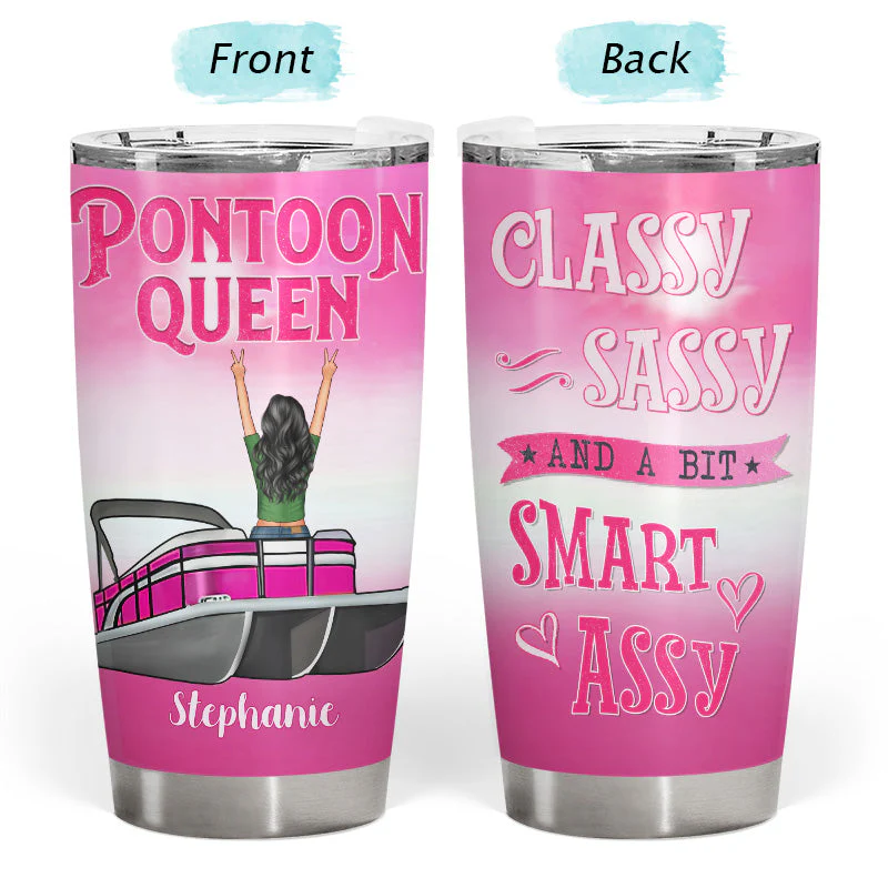 Pontoon Queen Classy - Personalized Custom Tumbler - Image 3