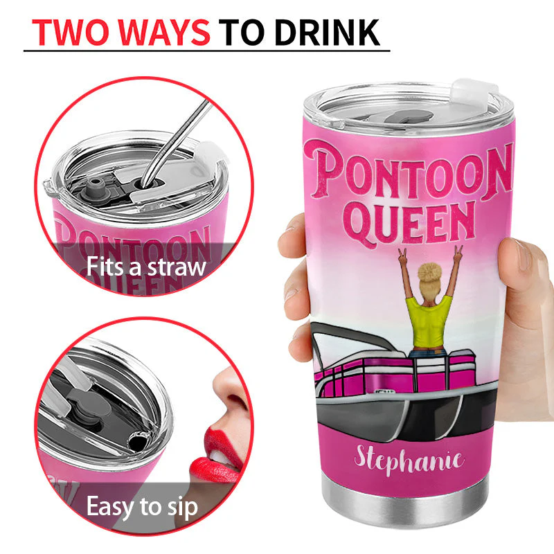 Pontoon Queen Classy - Personalized Custom Tumbler - Image 4