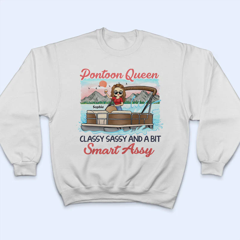 Pontoon Queen Classy Sassy And A Bit Smart Assy - Personalized Custom T Shirt - Image 5