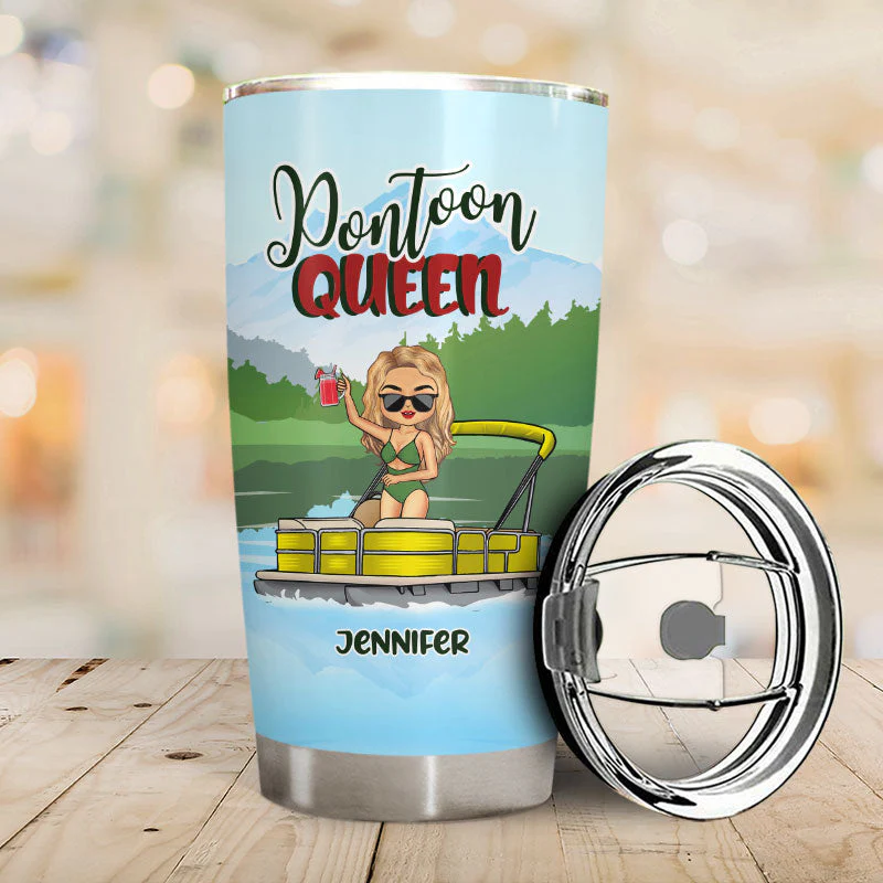 Pontoon Queen Classy Sassy - Personalized Custom Tumbler - Image 2