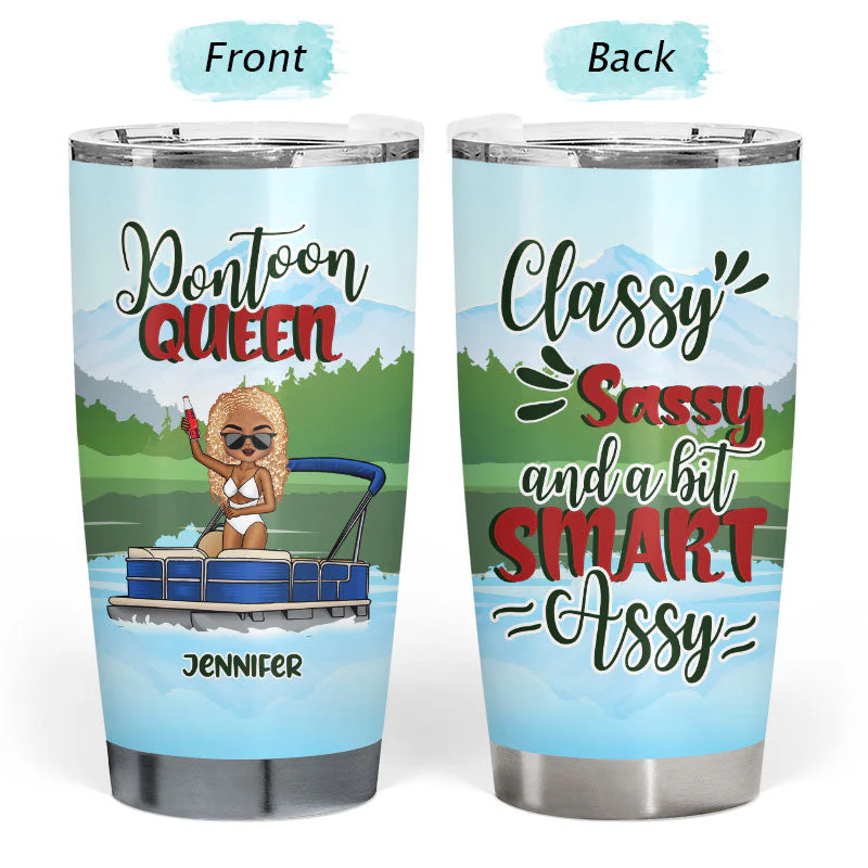 Pontoon Queen Classy Sassy - Personalized Custom Tumbler - Image 3