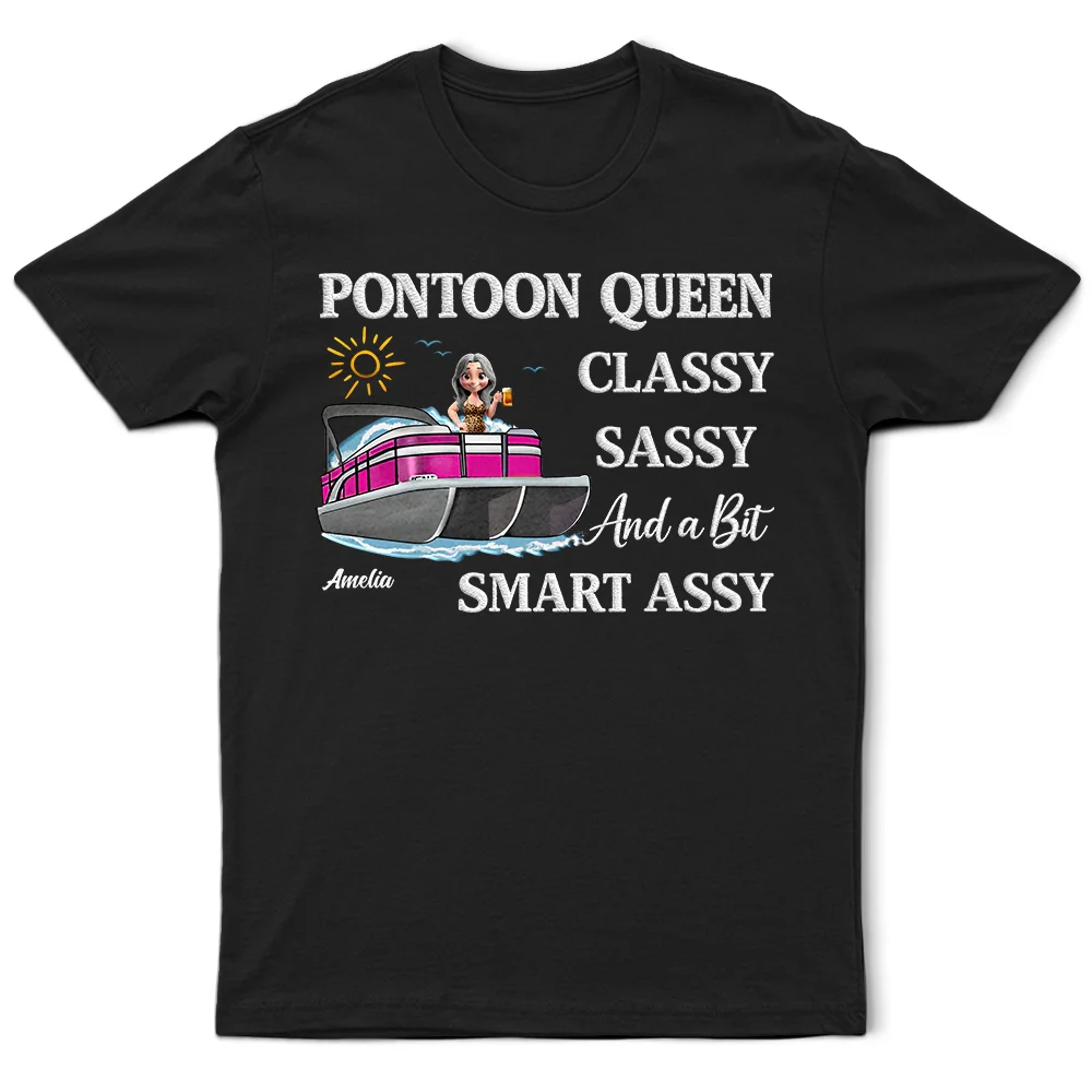 Pontoon Queen Classy Sassy - Personalized T Shirt - Image 2