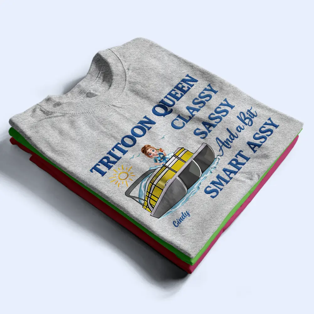 Pontoon Queen Classy Sassy - Personalized T Shirt - Image 4