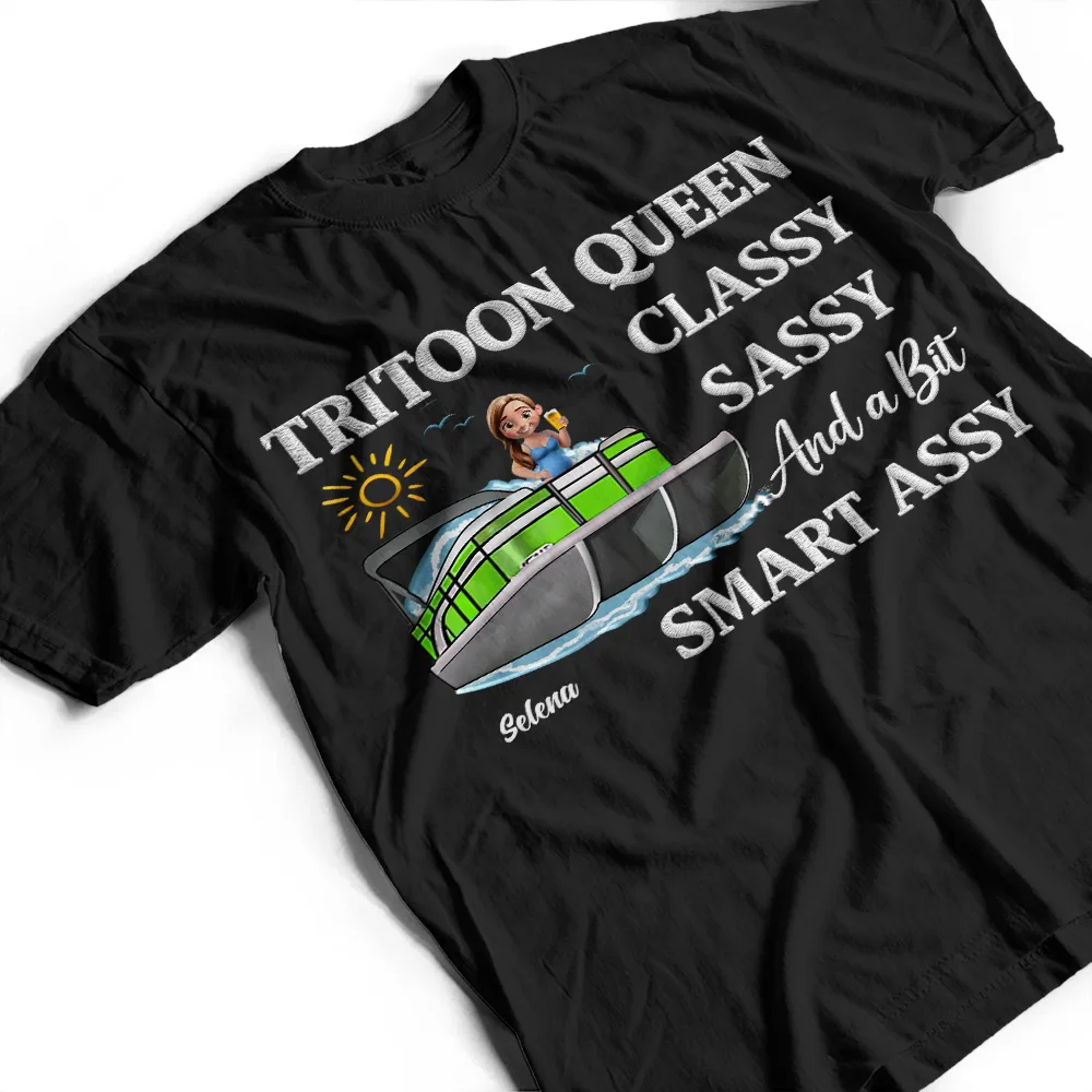 Pontoon Queen Classy Sassy - Personalized T Shirt - Image 5