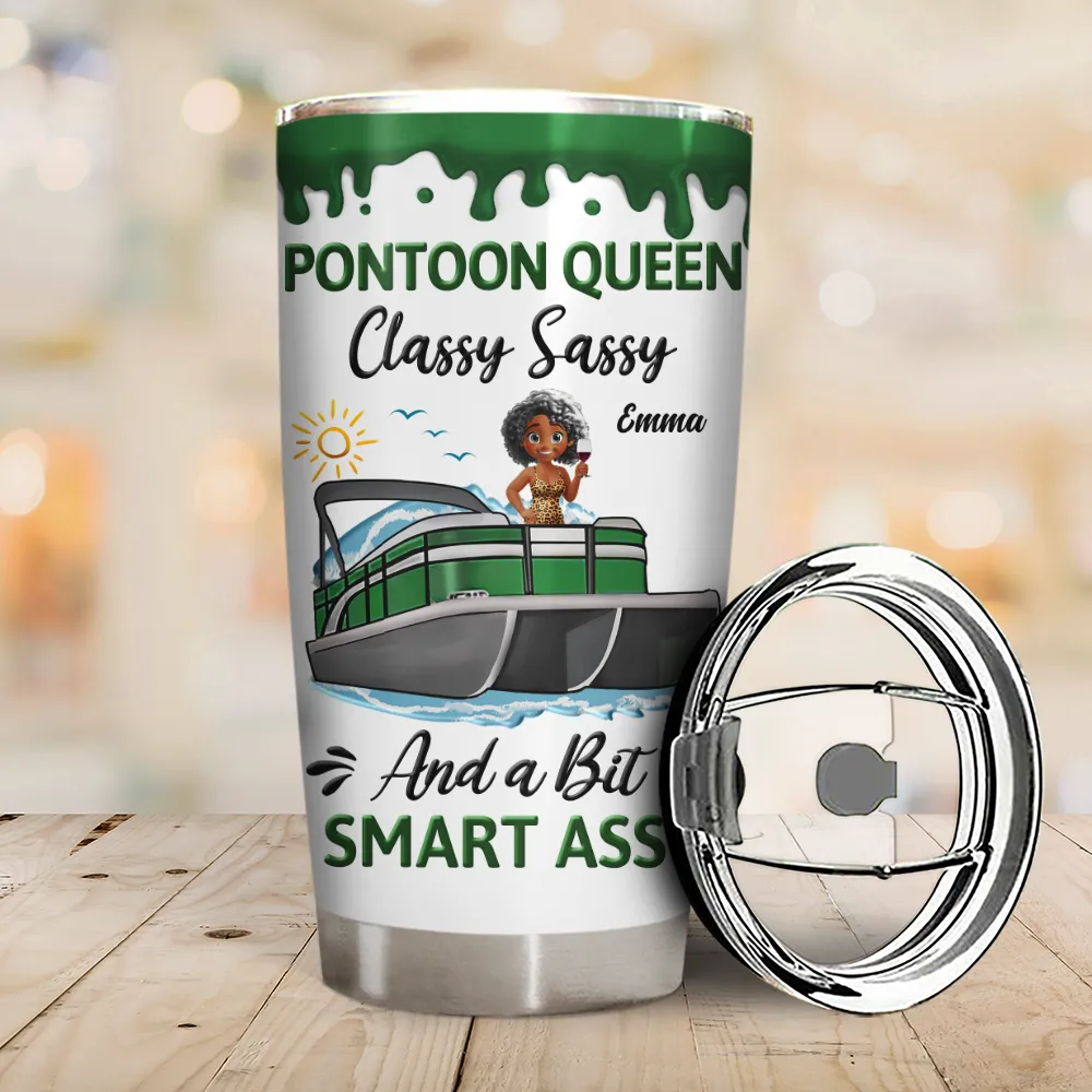Pontoon Queen Classy Sassy - Personalized Tumbler - Image 2