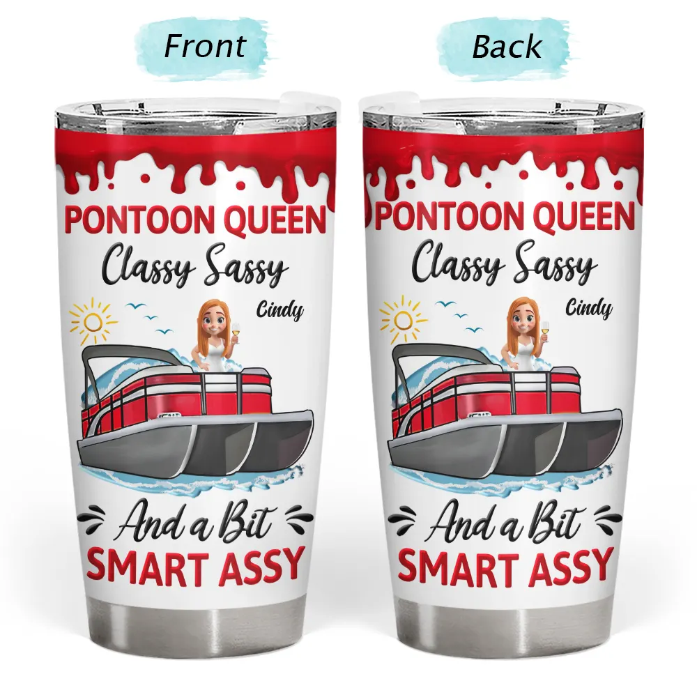 Pontoon Queen Classy Sassy - Personalized Tumbler - Image 3