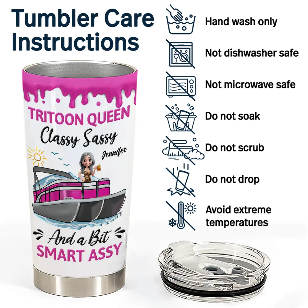 Pontoon Queen Classy Sassy - Personalized Tumbler - Image 5