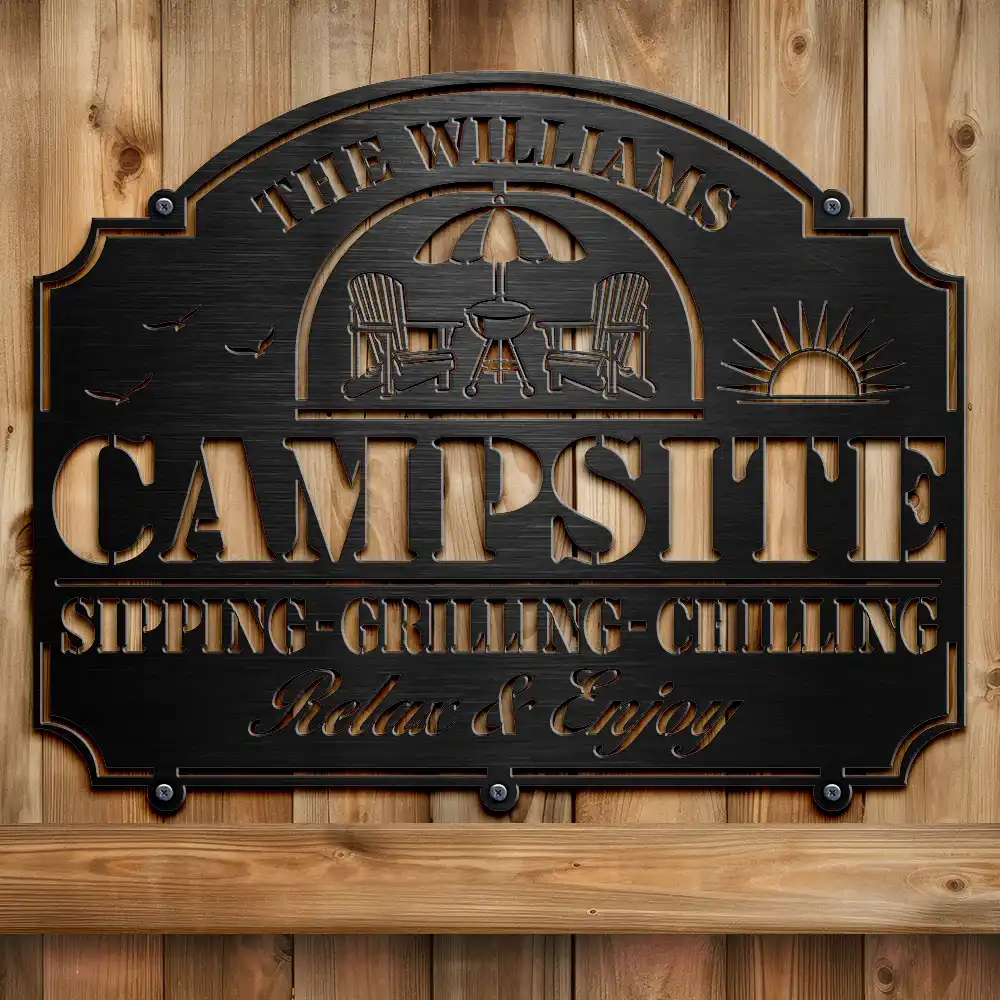 Pool & Patio Sipping Chilling - Personalized Cutout Metal Sign - Image 2