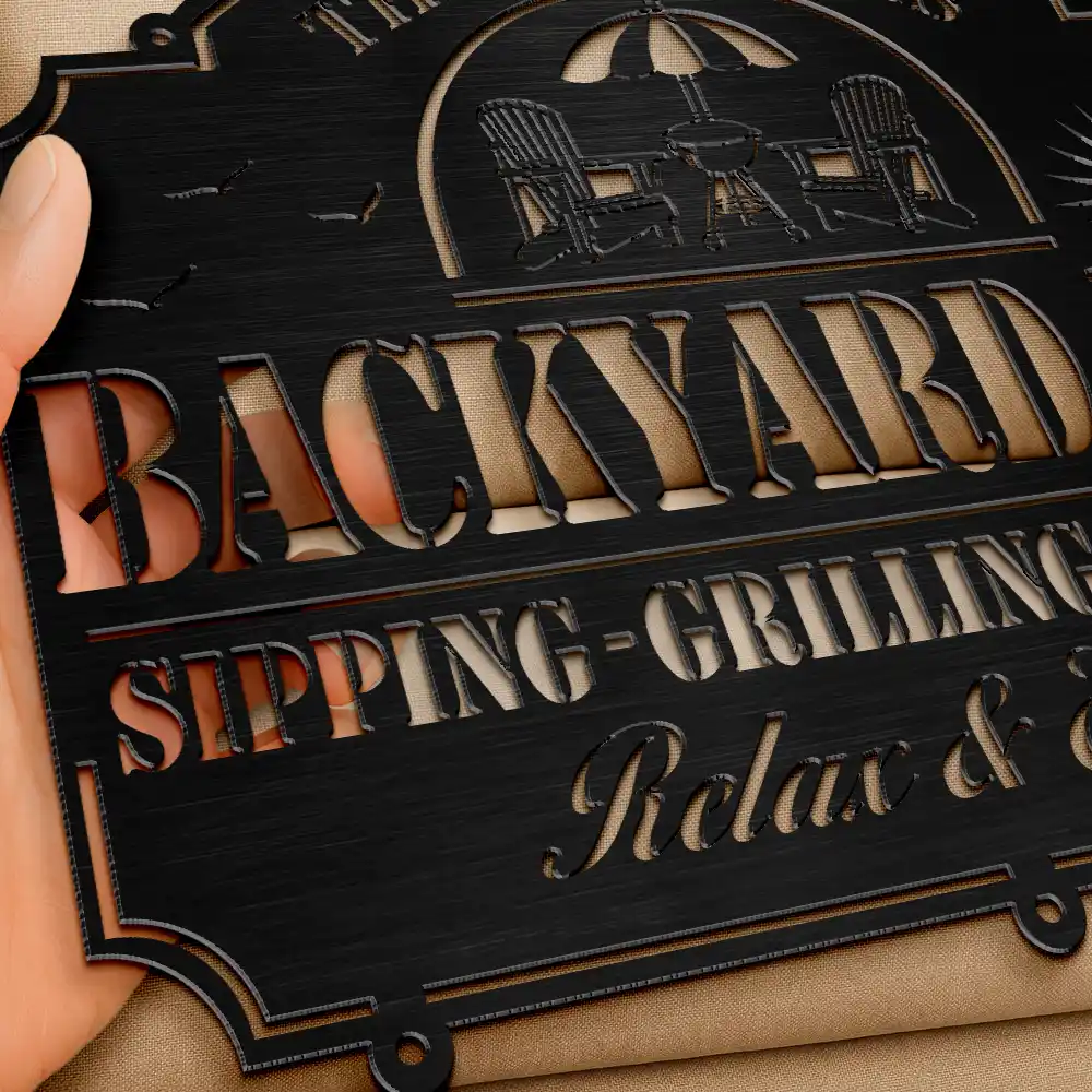 Pool & Patio Sipping Chilling - Personalized Cutout Metal Sign - Image 3