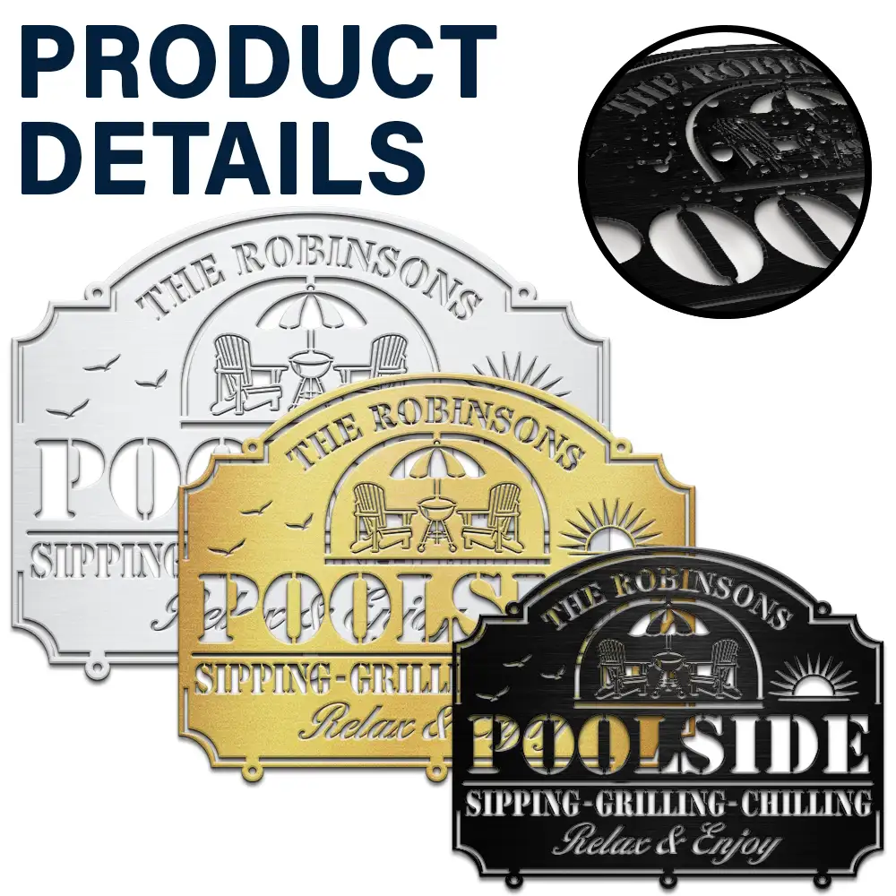 Pool & Patio Sipping Chilling - Personalized Cutout Metal Sign - Image 5