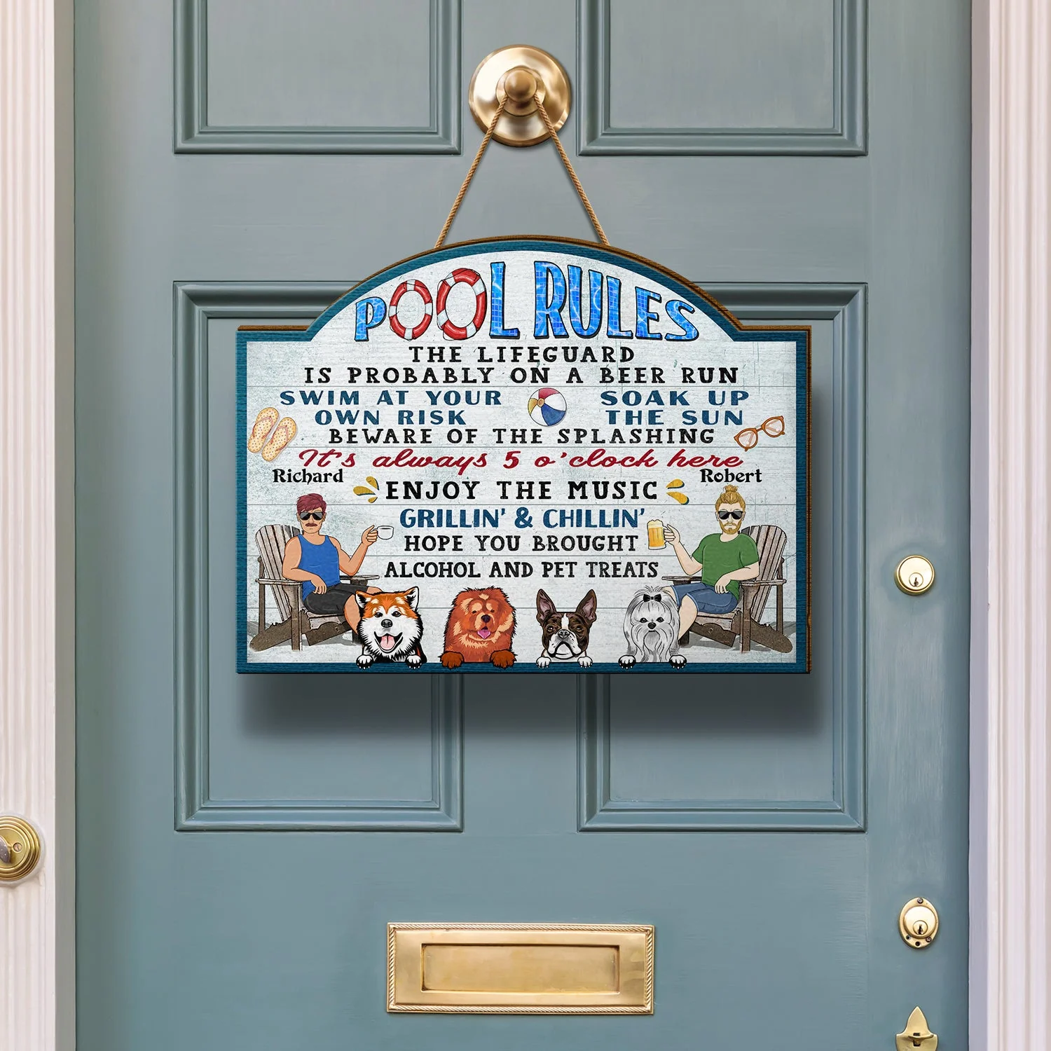Pool Rules Hope You Brought Alcohol And Pet Treats Grilling - Home Decor, Backyard Decor, Gift For Her, Him, Family, Couples, Dog Lovers, Cat Lovers - Personalized Custom Shaped Wood Sign - Image 3