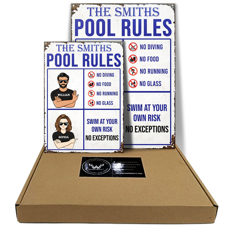 Pool Rules No Diving - Swimming Pool Decor - Personalized Custom Classic Metal Signs - Image 3