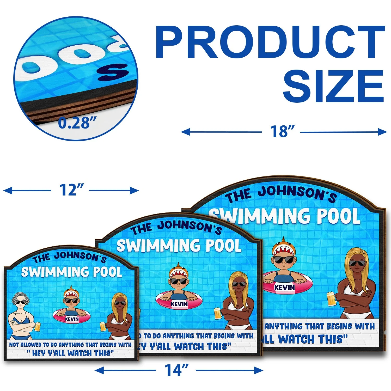 Pool Warning Not Allowed To Do Anything Begins With Watch This - Funny Decor For Pool, Home Decor, Funny Pool Sign - Personalized Custom Shaped Wood Sign - Image 5