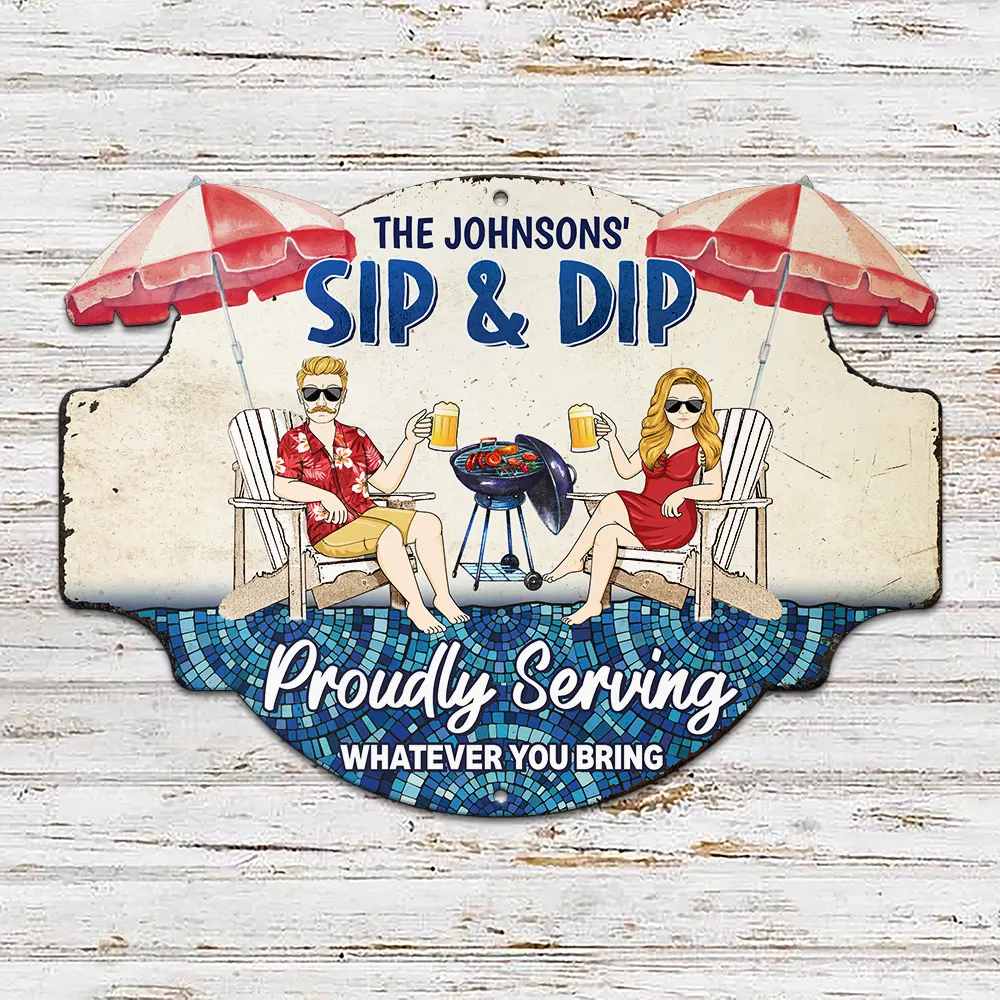 Poolside Bar And Grill - Personalized Custom Shaped Metal Sign - Image 2