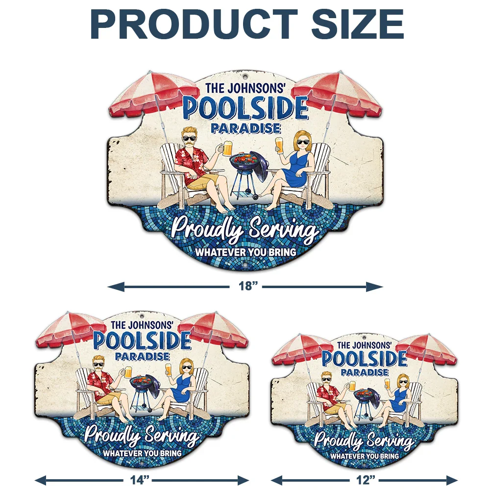 Poolside Bar And Grill - Personalized Custom Shaped Metal Sign - Image 4