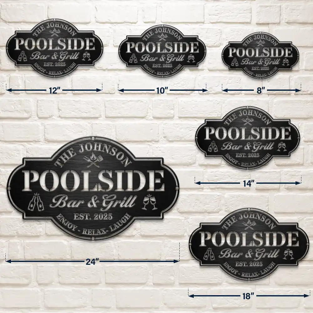 Poolside Bar & Grill - Personalized Cutout Metal Sign - Image 6