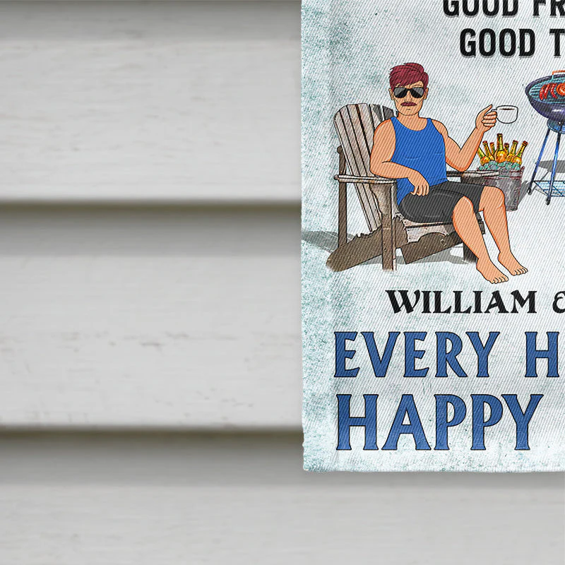 Poolside Grilling Listen To The Good Music Couple Husband Wife - Personalized Custom Flag - Image 4