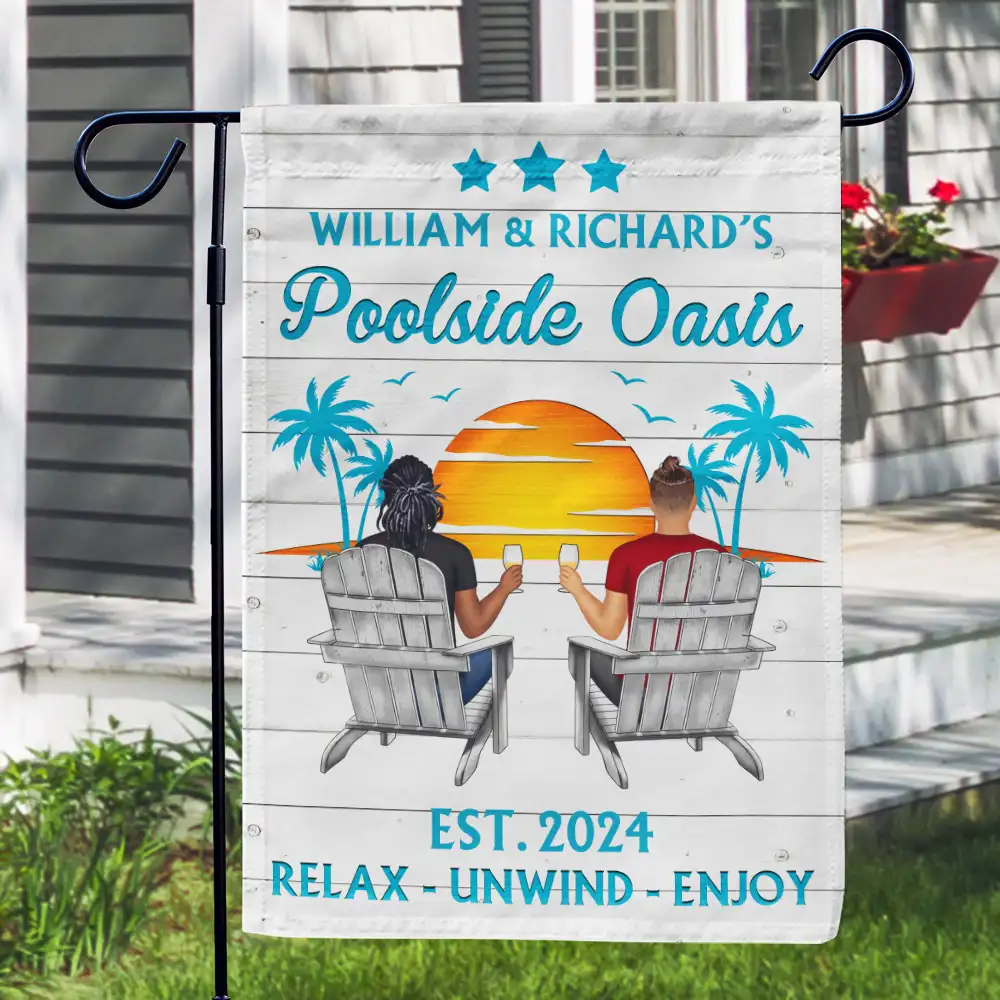 Poolside Paradise - Personalized Flag - Image 3