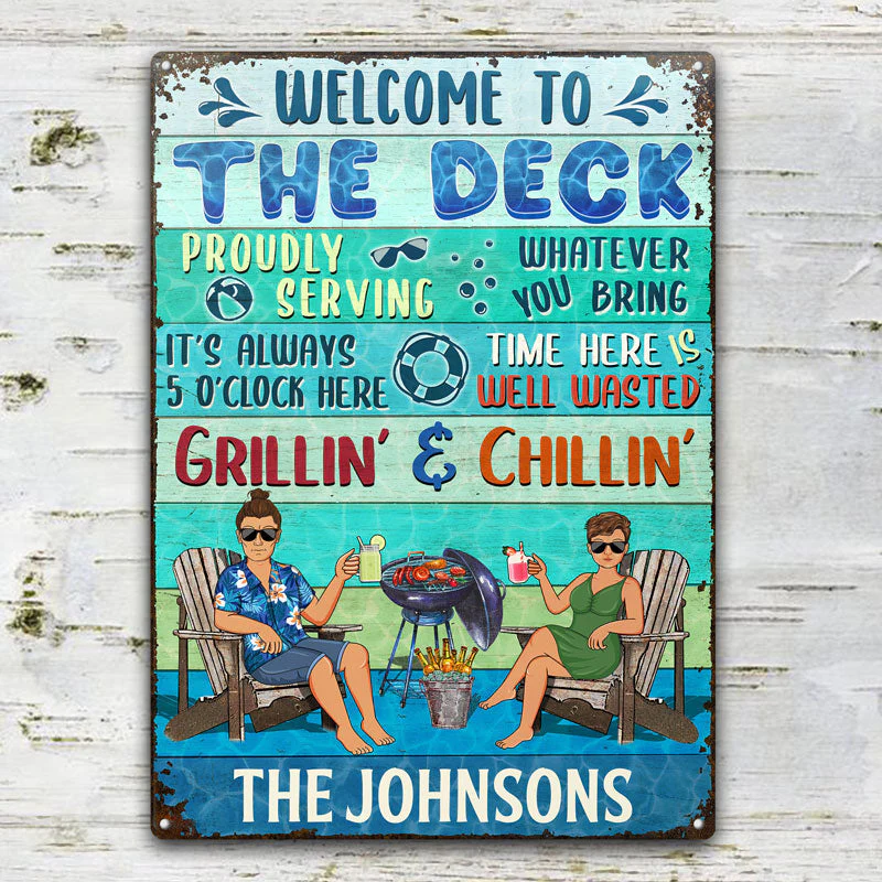 Poolside Proudly Serving Whatever You Bring Husband Wife Couple - Pool Sign - Personalized Custom Classic Metal Signs - Image 2