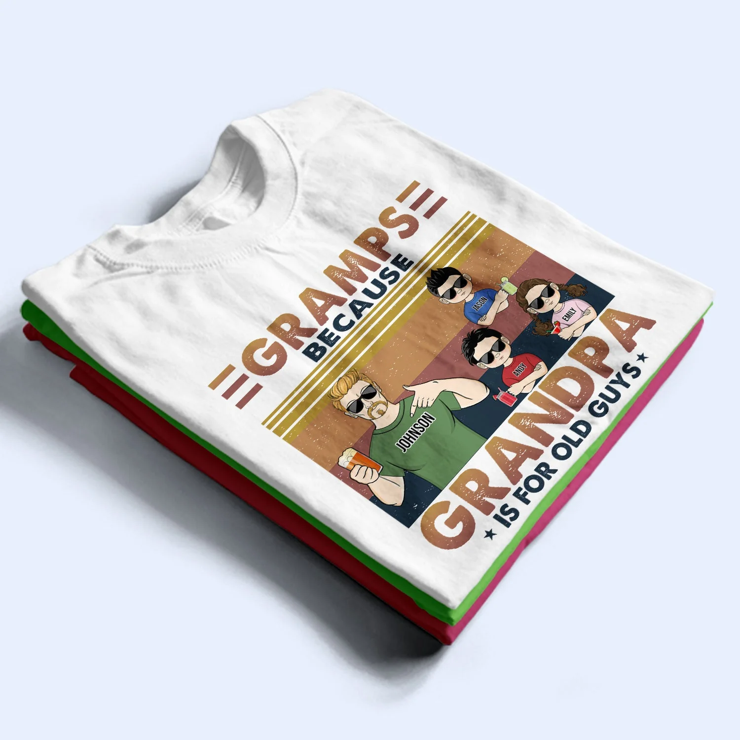 Poppy Because Grandpa Is For Old Guys - Birthday, Loving Gift For Grandfather, Grandkids, Grandchildren, Granddaughters, Grandsons - Personalized Custom T Shirt - Image 2