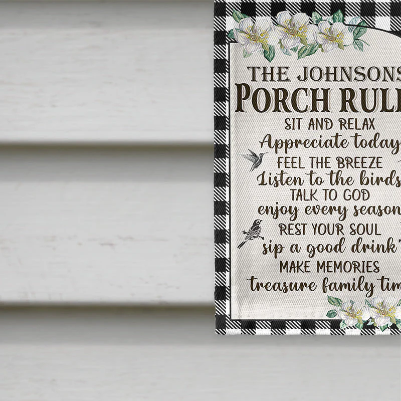 Porch Rules Welcome Farmhouse Decor - Personalized Custom Flag - Image 3
