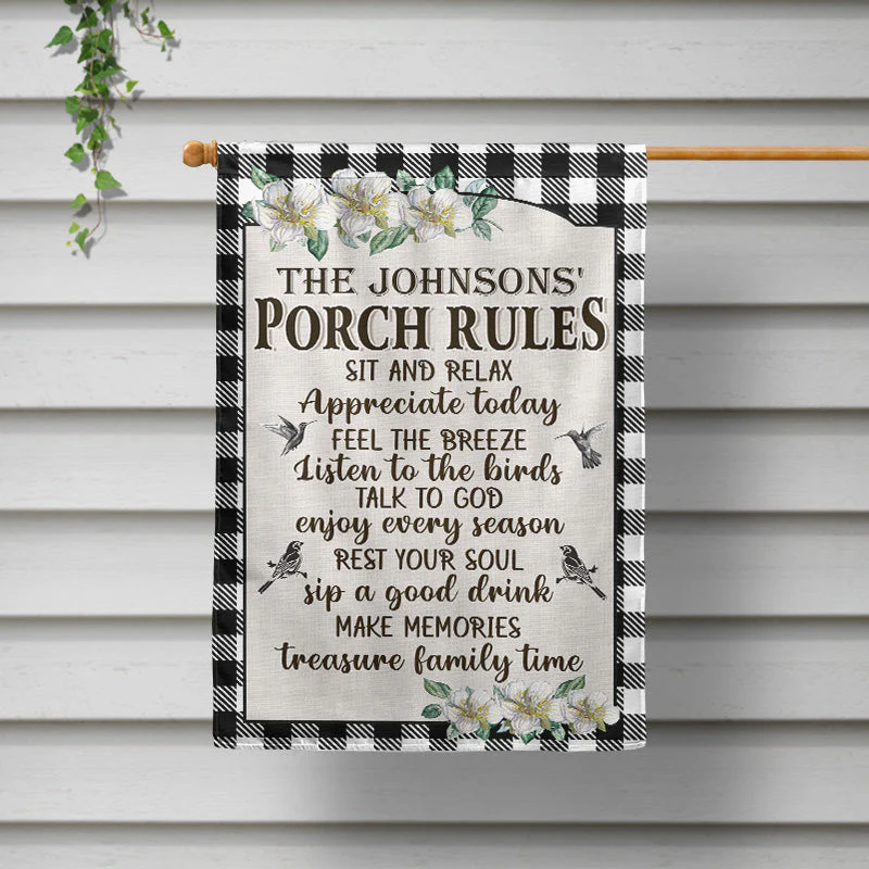 Porch Rules Welcome Farmhouse Decor - Personalized Custom Flag - Image 4