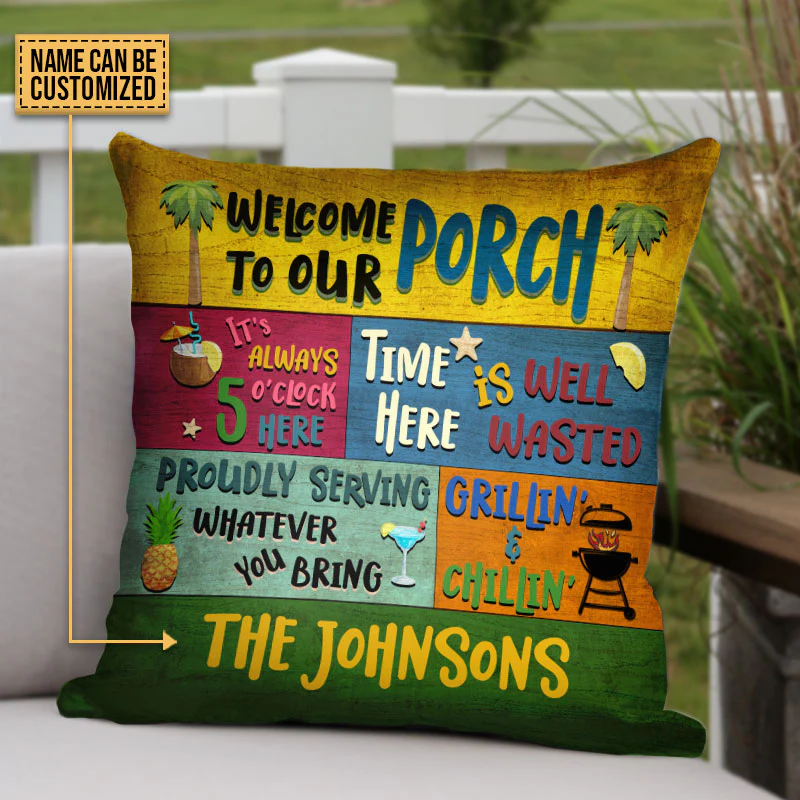 Porch Welcome Proudly Serving Custom Pillow - Image 4