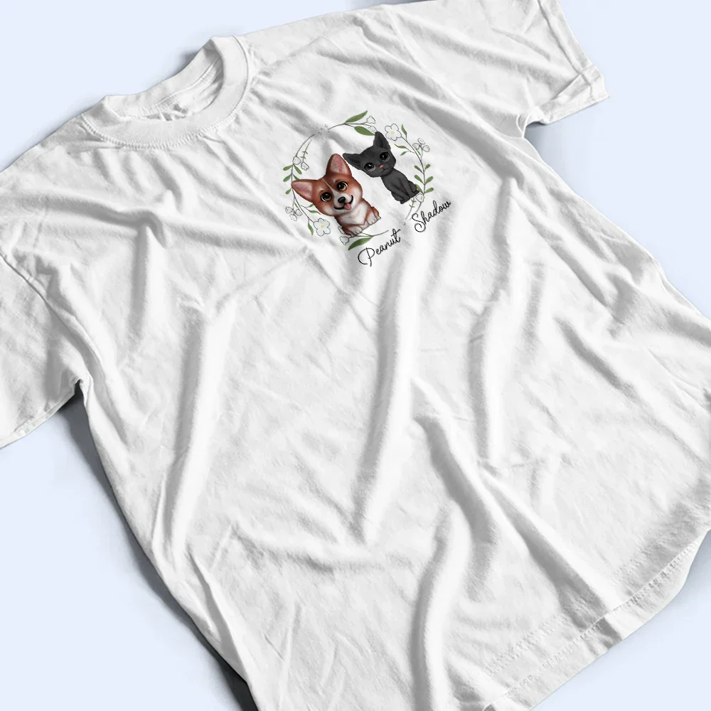 Portrait Pet With Flowers - Personalized T Shirt - Image 3