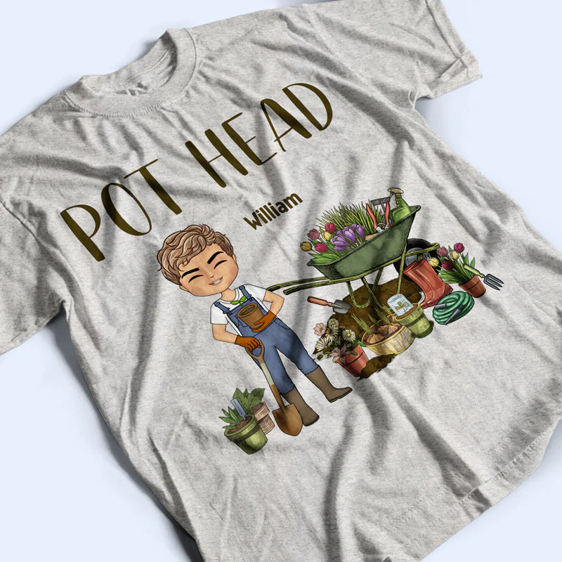 Pot Head - Gift For Garden Lovers - Personalized Custom T Shirt - Image 3