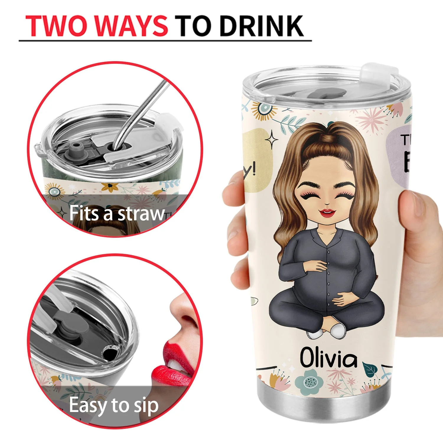 Pregnant Mom To Be - Pregnancy Gift For Mother - Personalized Tumbler - Image 4