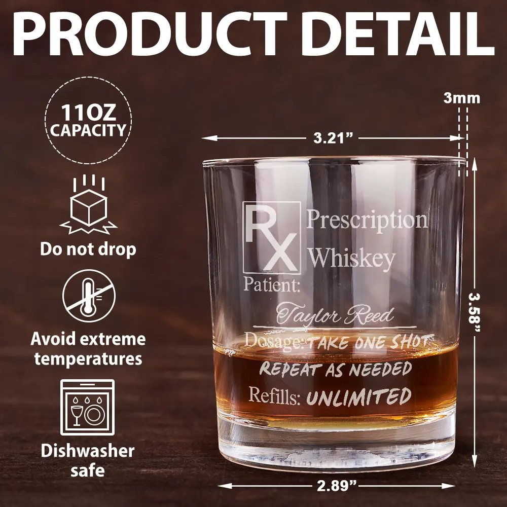 Prescription Whiskey Glass - Personalized Engraved Whiskey Glass - Image 6