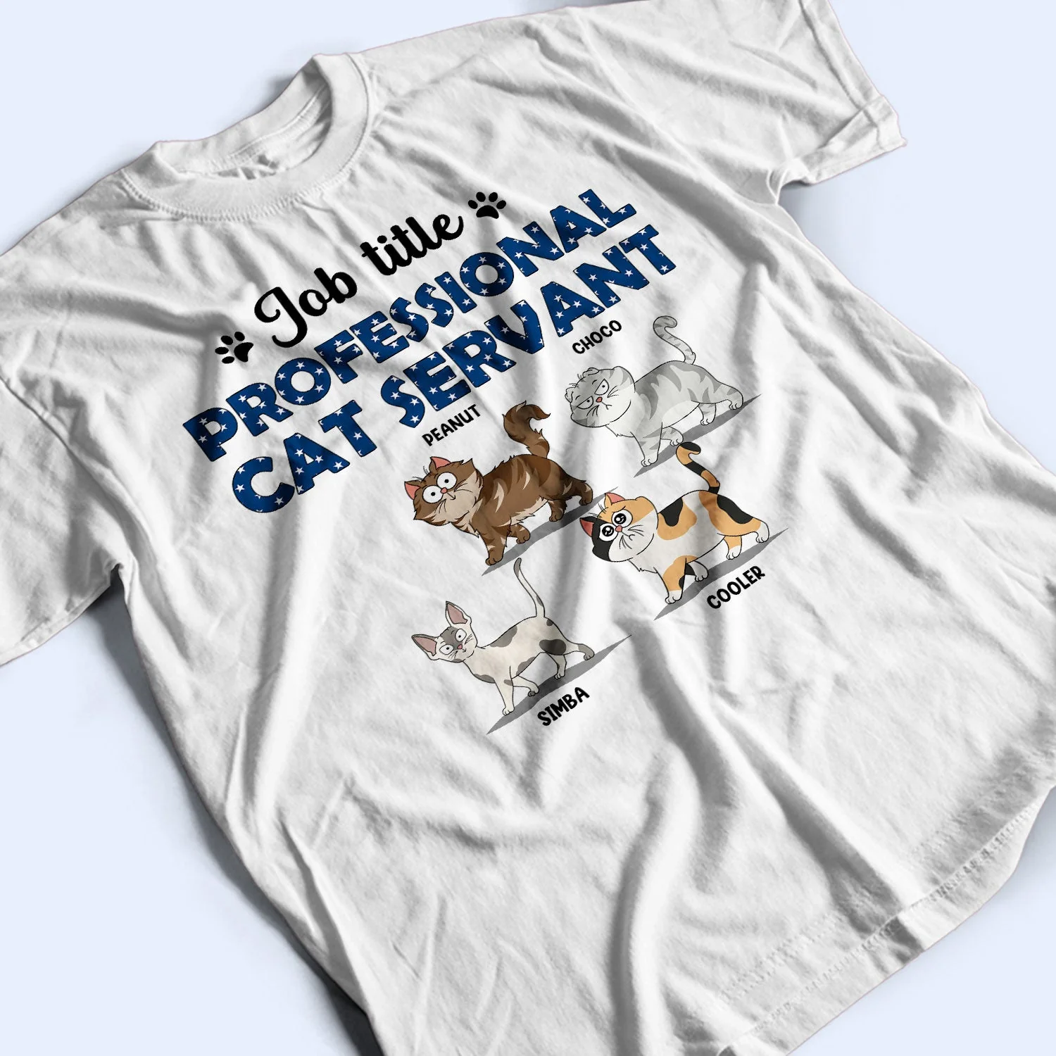 Professional Cat Servant Cartoon Cats Walking - Gift For Cat Lovers - Personalized T Shirt - Image 3