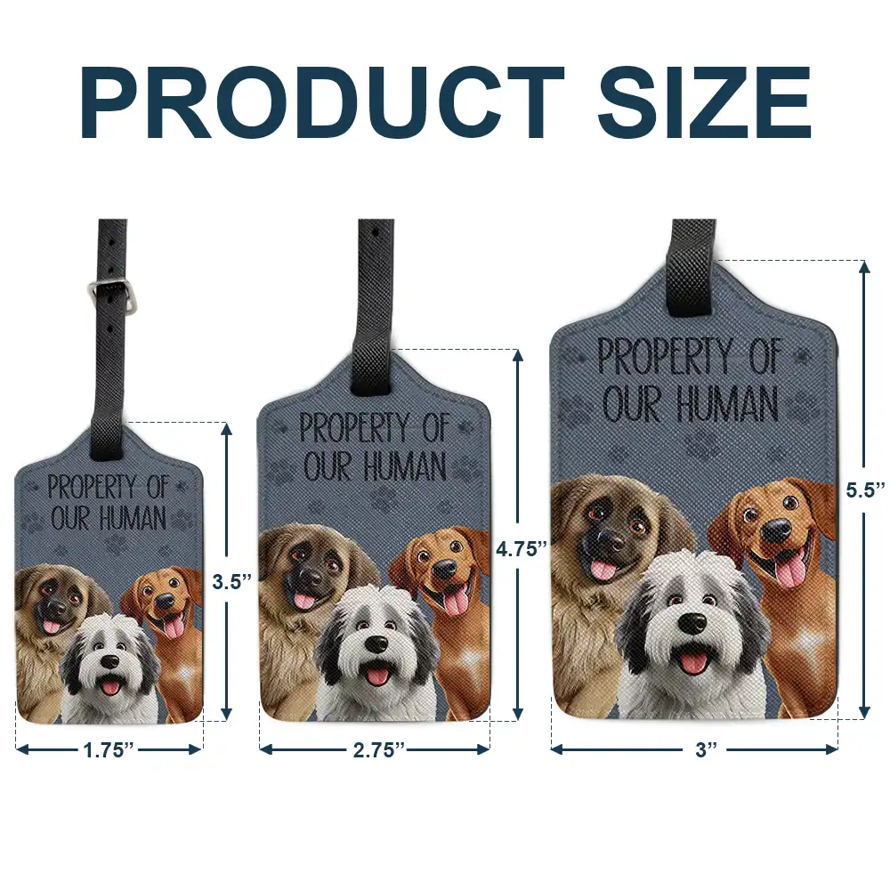 Property Of My Human 3D Effect Dogs - Personalized Luggage Tag - Image 5
