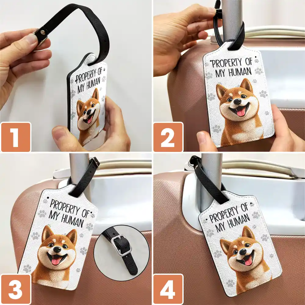 Property Of My Human 3D Effect Dogs - Personalized Luggage Tag - Image 6